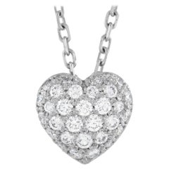 Cartier 18K White Gold 0.75 Ct Diamond Heart Pendant Necklace