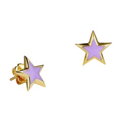 Lavender Enamel Star Earrings