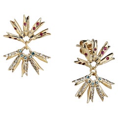 Lilly of the Valley Drop Earrings with Diamonds and Pink Sapphires