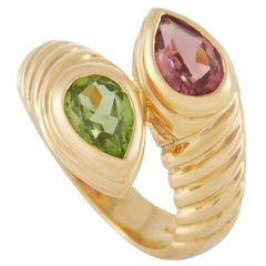 Bvlgari Doppio 18K Gelbgold Turmalin und Peridot Ring