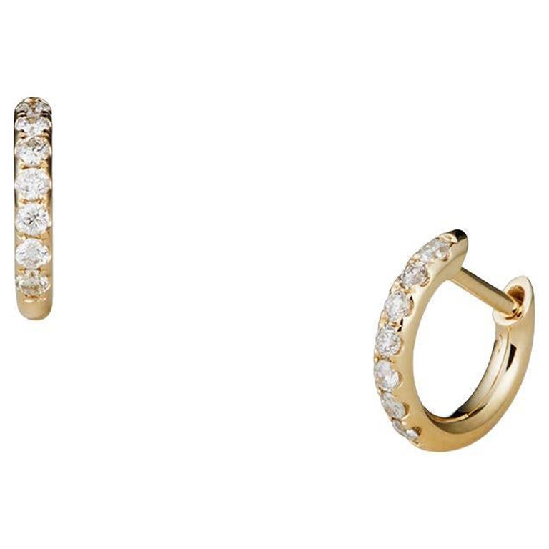 Simple Diamond Huggie Earrings '0.15 CTW' For Sale