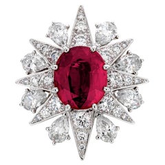 Ruby & Diamond Ring Set in 18K White Gold