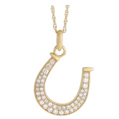 LB Exclusive 14K Yellow Gold 0.18 Ct Diamond Horseshoe Pendant Necklace