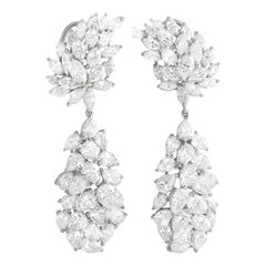LB Exclusive Platinum 23.00 Ct Diamond Cluster Earrings
