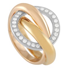 Cartier Trinity Crash 18K Yellow, White, and Rose Gold 0.48 Ct Diamond Ring