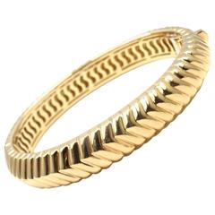 Tiffany & Co. Chevron Heavy Gold Bangle Bracelet