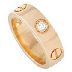 Cartier Love 18K Yellow Gold 3 Diamond Band Ring