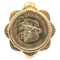 Ring Coins 2 Pesos Estados Unidos Mexicana Yellow Gold 18 Karat