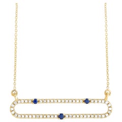 LB Exclusive 14K Yellow Gold 0.25 Ct Diamond Sapphire Loop Pendant Necklace
