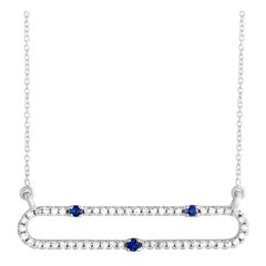 LB Exclusive 14K White Gold 0.25 Ct Diamond Sapphire Loop Pendant Necklace
