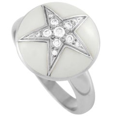 Chanel Comette 18K White Gold Diamond and White Ceramic Ring
