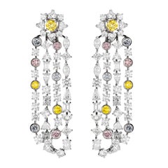 Pair of Fancy Colour Diamond Earrings Set in 18K White Gold