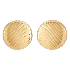 Yanes 18K Yellow Gold Round Omega Back Earrings