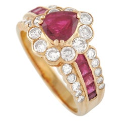 LB Exclusive 18K Yellow Gold 1.37 Ct Diamond and Ruby Ring