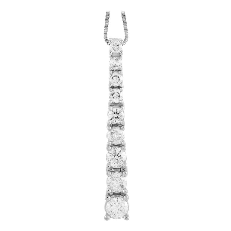 LB Exclusive 14K White Gold 0.75 Ct Diamond Linear Pendant Necklace at ...