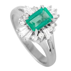 LB Exclusive Platinum 0.42 Ct Diamond and 0.78 Ct Emerald Ring