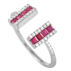 LB Exclusive 14K White Gold 0.16 Ct Diamond and Ruby Ring