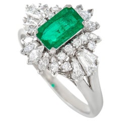 LB Exclusive Platinum 0.86 Ct Diamond and 1.00 Ct Emerald Ring