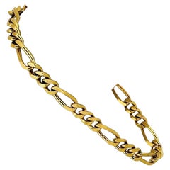 18 Karat Yellow Gold Solid Figaro Link Bracelet