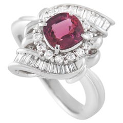 LB Exclusive Platinum 0.52 Ct Diamond and Ruby Ring