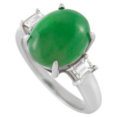 LB Exclusive Platinum 0.39 Ct Diamond and Jade Ring