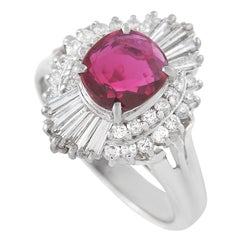 LB Exclusive Platinum 0.64 Ct Diamond and 0.91 Ct Ruby Ring