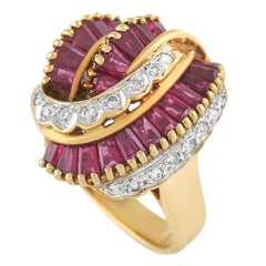 LB Exclusive 18K Yellow Gold 0.15 Ct Diamond and 1.65 Ct Ruby Ring