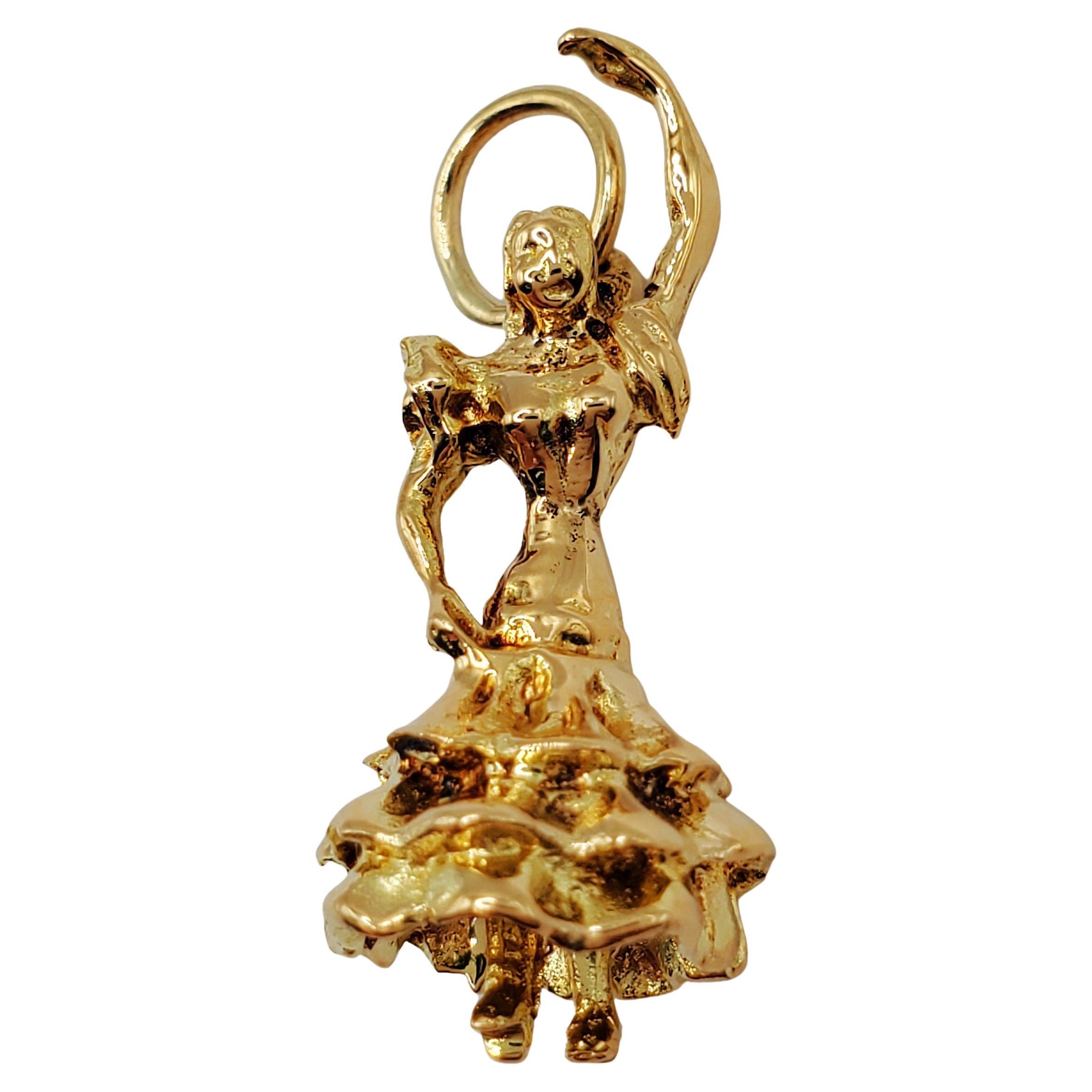 14K White Gold & Yellow Gold Polished Moveable Dancer Pendant Solid Pendants & Charms Jewelry 