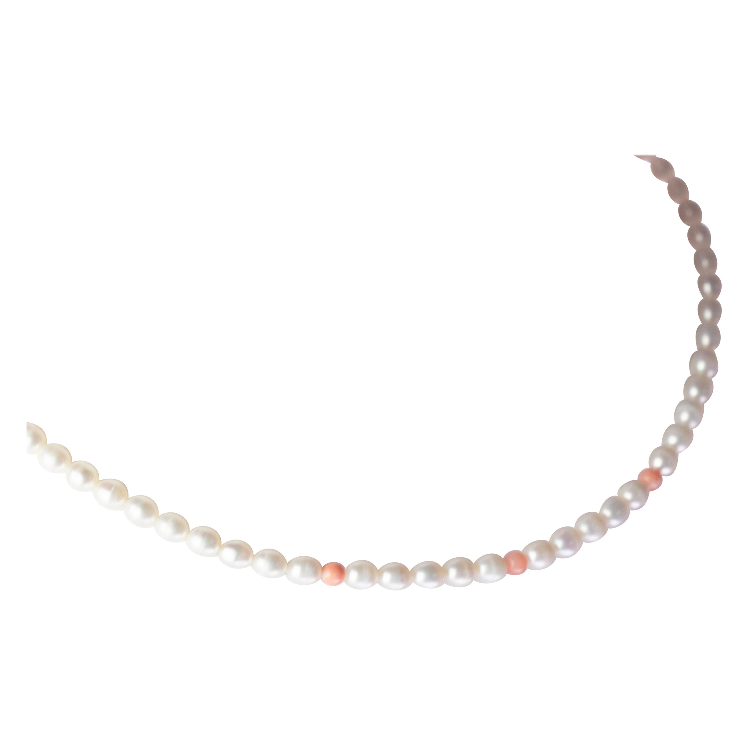 Intini Jewels Freshwater Pearl Coral 18 Karat White Gold Cocktail
