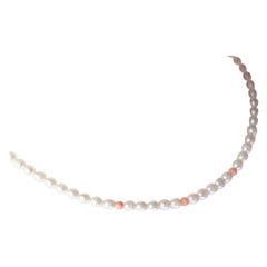 Intini Jewels Freshwater Pearl Coral 18 Karat White Gold Cocktail Necklace