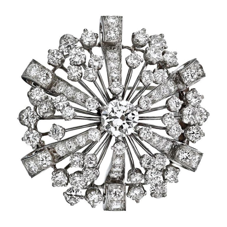 Oscar Heyman Platinum Diamond Flower Snowflake Brooch