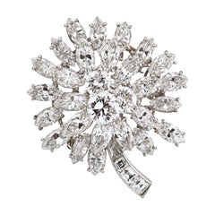 Oscar Heyman Circa 1960's Platinum 15 Carat Diamond Flower Brooch