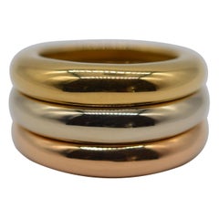 Cartier Trinity Tri-Color 18K Yellow, White & Rose Gold Band Ring Unworn