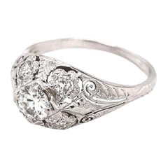 Art Deco 0.45 Carat Diamond Ring 18K White Gold