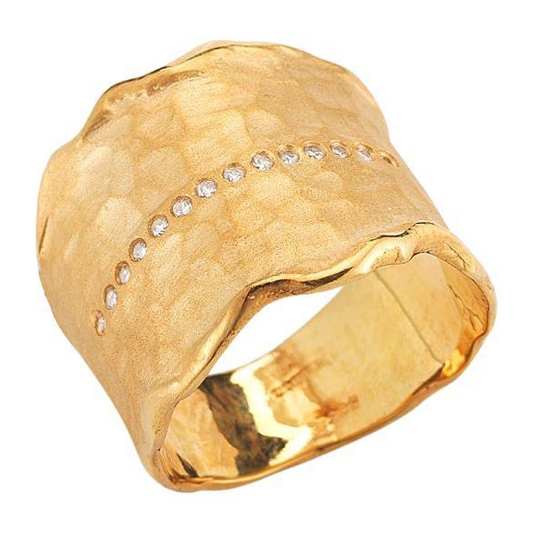 For Sale:  Hand-Crafted 14 Karat Yellow Gold Cuff Ring