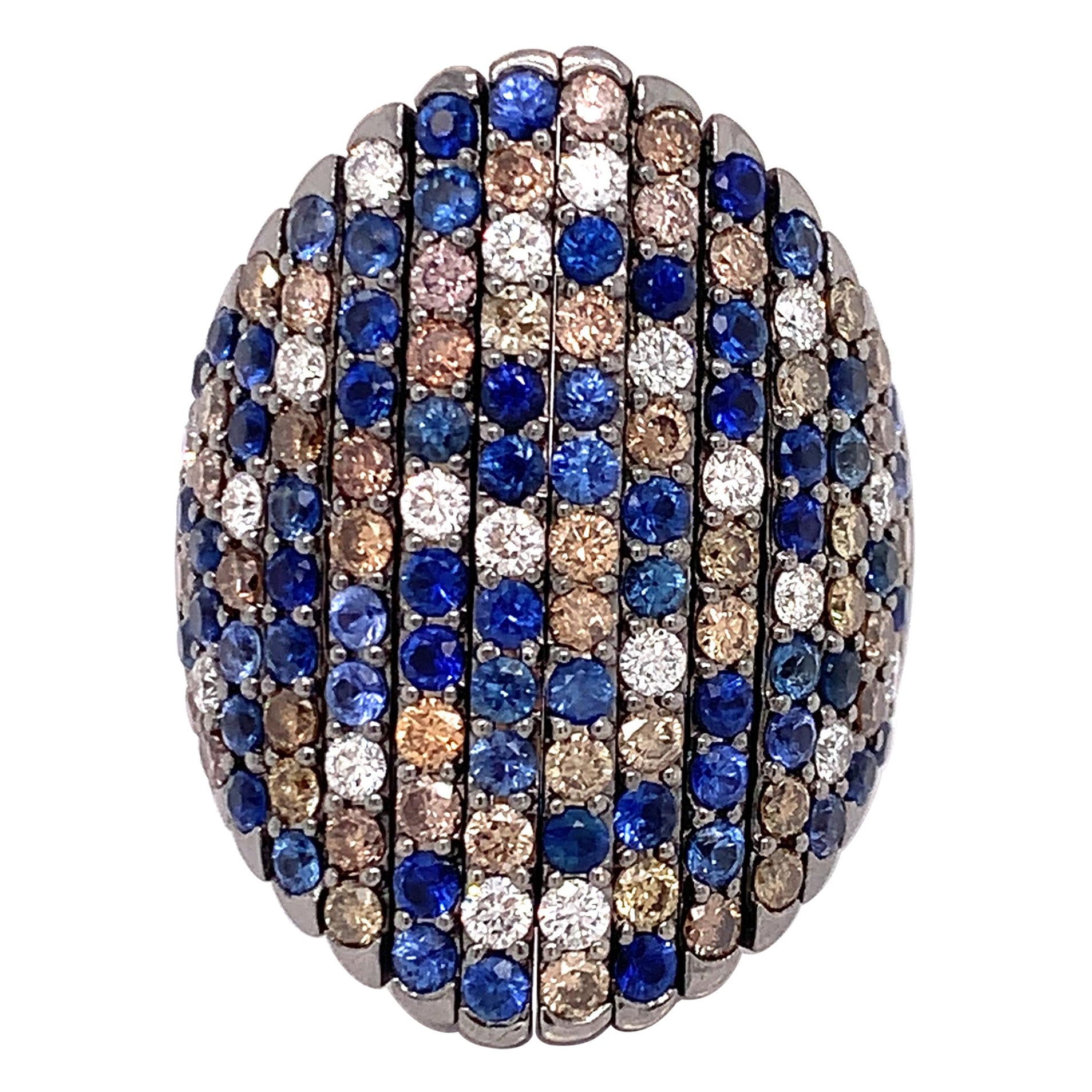 Crivelli Blue Sapphire and Multi Color Diamond Ring