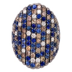 Crivelli Blue Sapphire and Multi Color Diamond Ring