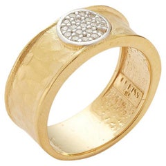 Bague en or jaune 14 carats faite à la main avec un motif de cercle de diamants