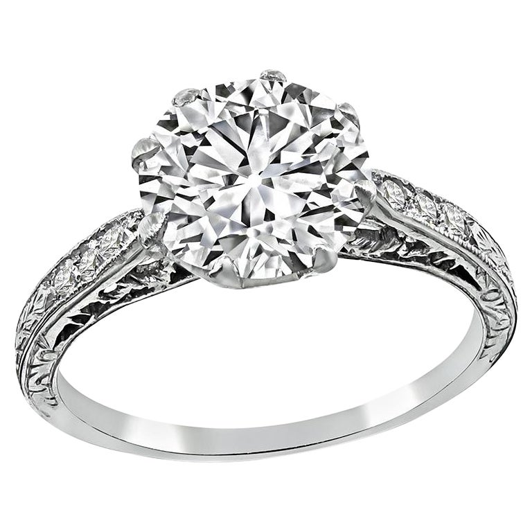Vintage GIA Certified 1.96ct Diamond Engagement Ring For Sale