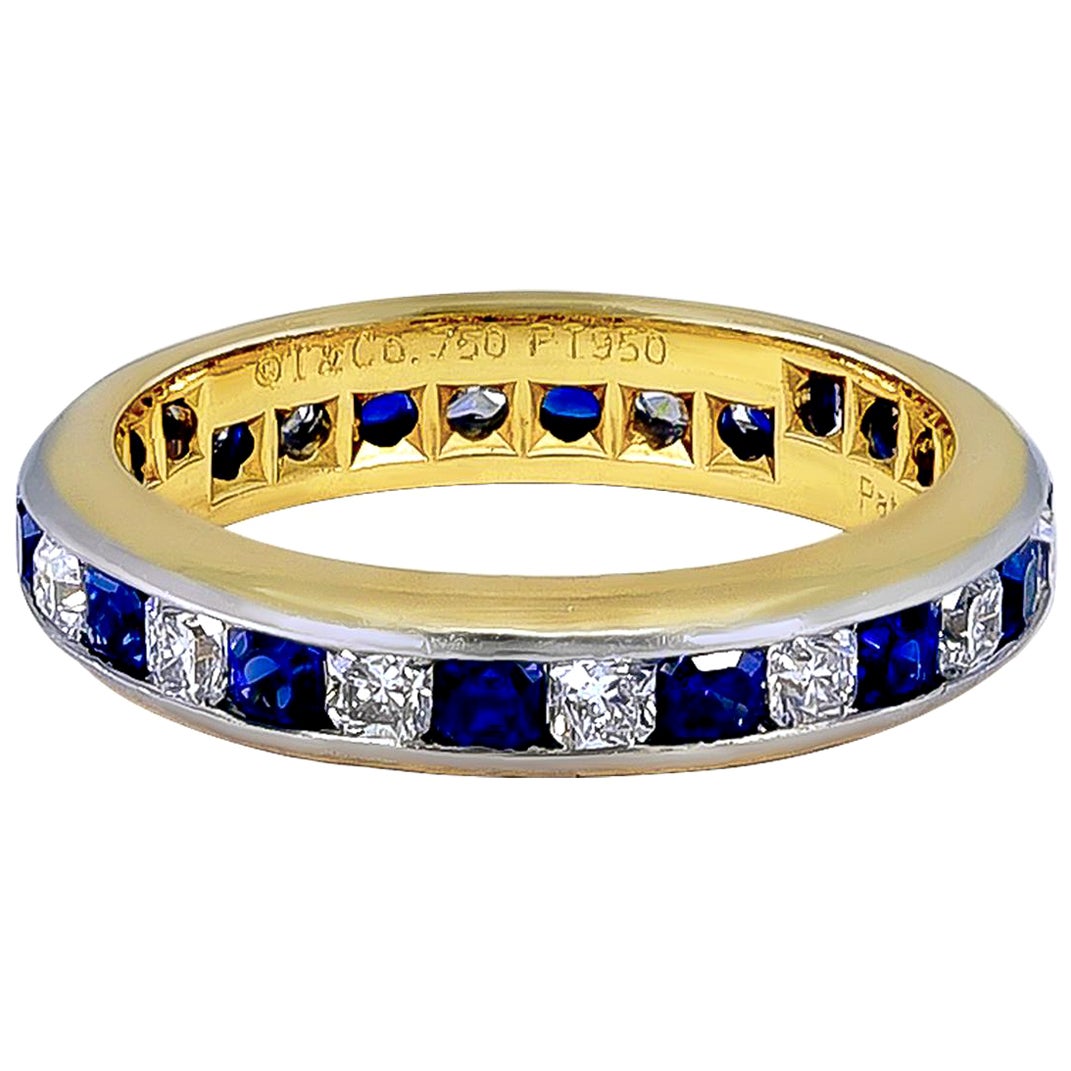 Tiffany Sapphire Diamond Lucida Gold/Plat Ring For Sale