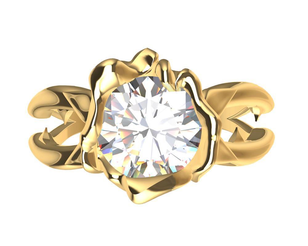 Im Angebot: Verlobungsring aus 18 Karat Gelbgold mit GIA-Rosen-Diamant ()