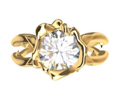 18 Karat Yellow Gold GIA Rose Diamond Engagement Ring