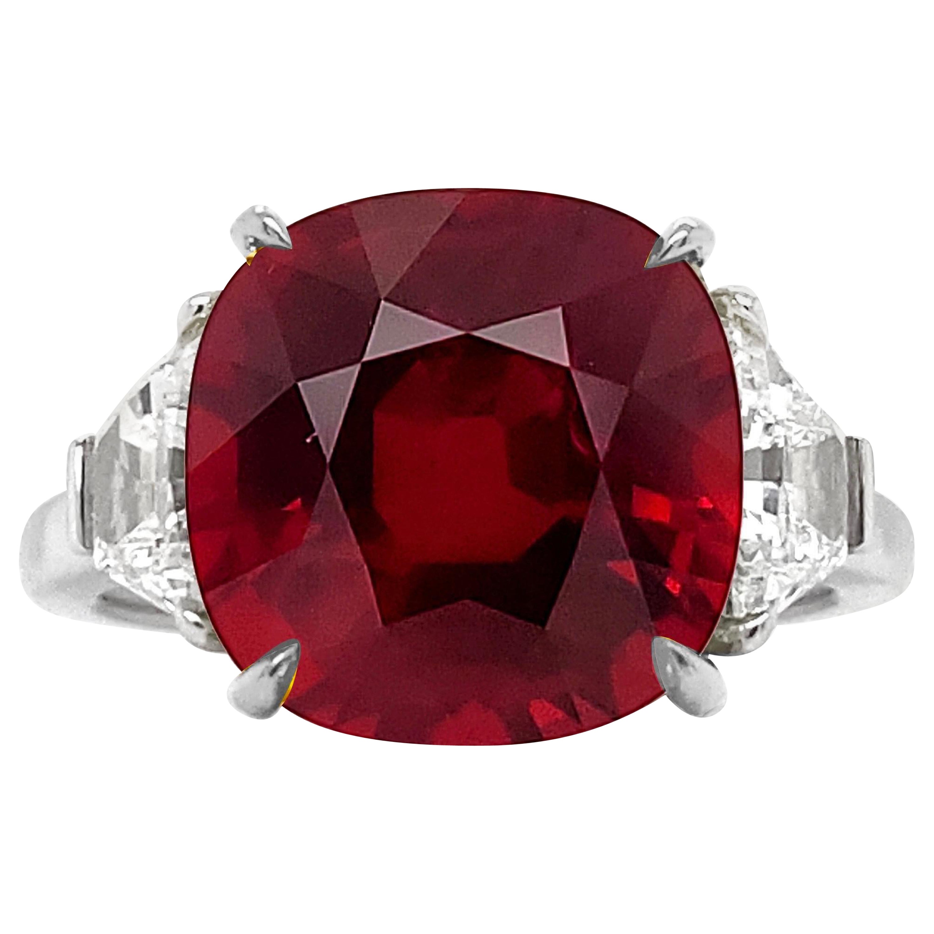 Emilio Jewelry Certified 7.00 Carat Vivid Red Ruby Ring For Sale