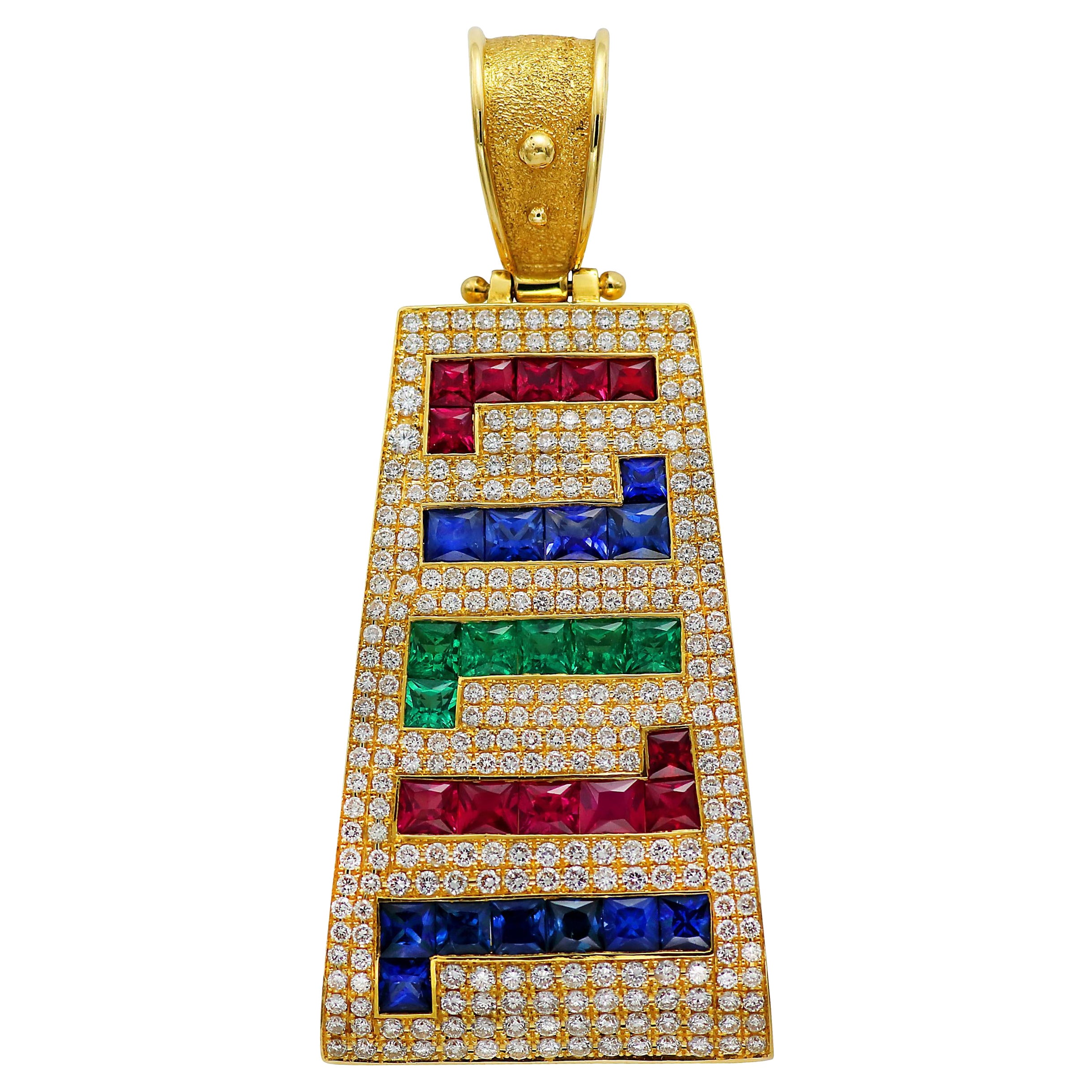 Dimos 18k Gold Greek Key Cocktail Pendant For Sale