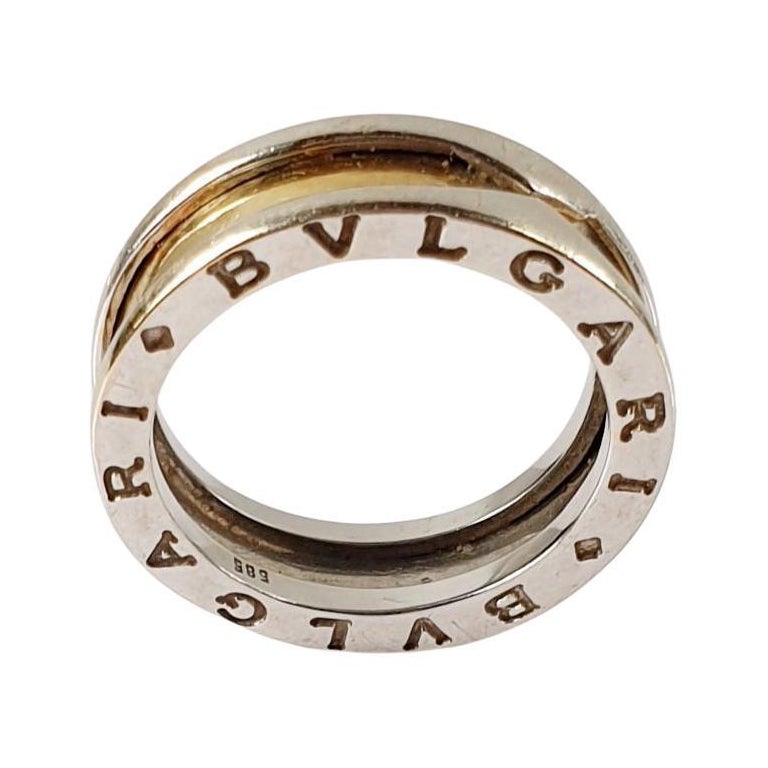 BulgariB. Zero 1 Ring with Two Loops Yellow and White 18k Gold For Sale