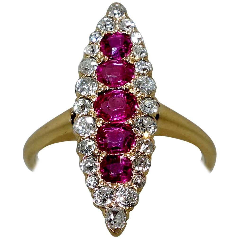 Antique Ruby Diamond Gold Ring