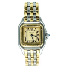 Cartier 3 Row Panthere Frauen 18k Gold/Stahl Armbanduhr