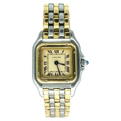 Retro Cartier 3 Row Panthere Women 18k Gold/Steel Wristwatch