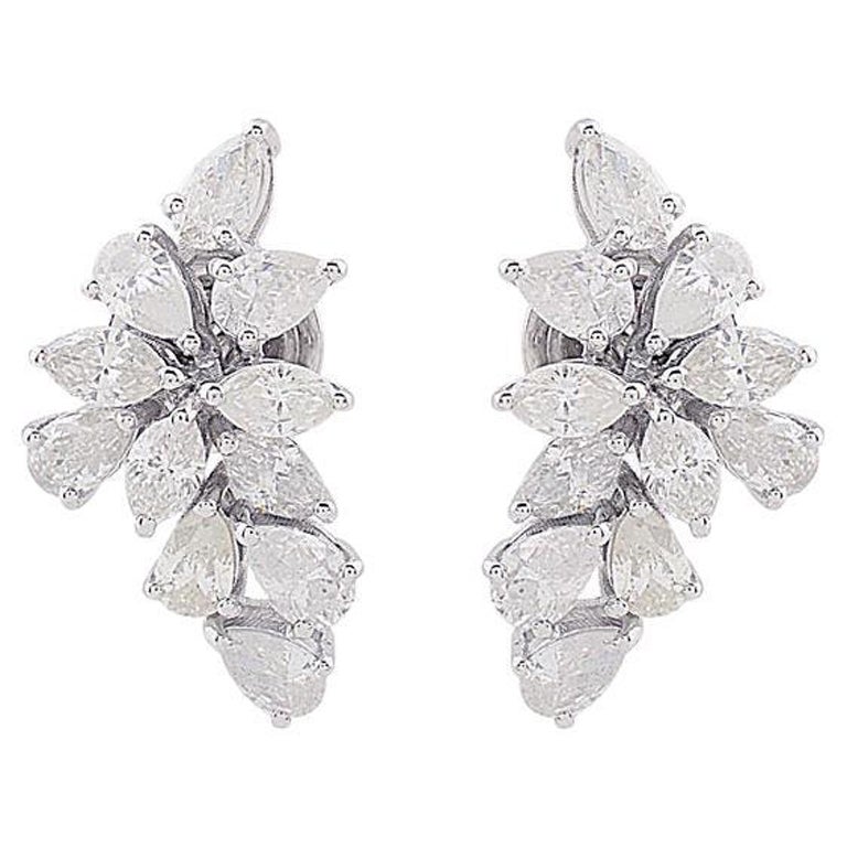 2.2 Carat Diamond 18 Karat White Gold Cluster Earrings For Sale