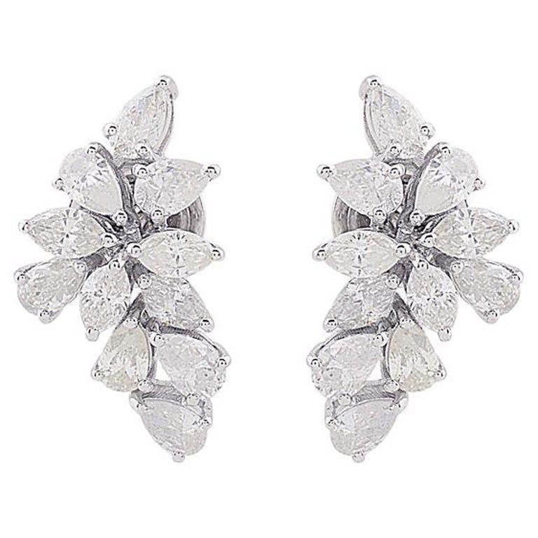 2.2 Carat Diamond 18 Karat White Gold Cluster Earrings